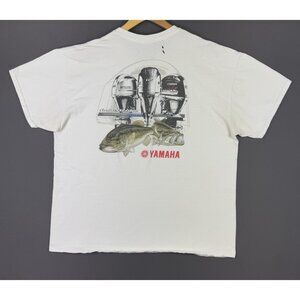 Vintage Y2K Yamaha Four Stroke Boat Promo Motors Fishing Art White XL Tee Rare